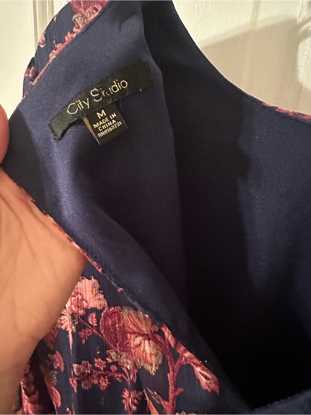 Navy Floral Long Sleeve Belted Mini Dress - Picture 4 of 4